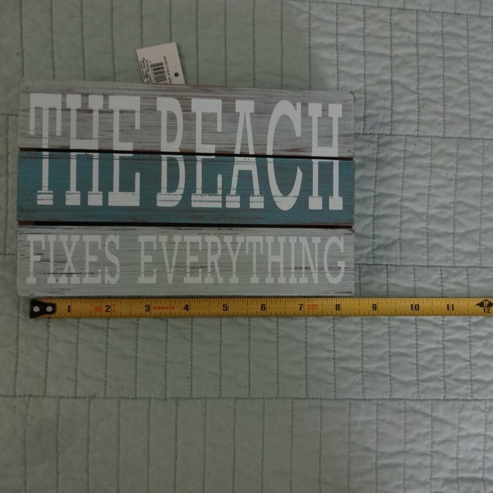 Rustic 'The Beach Fixes Everything' Aqua Home Decor Sign 8x5" =great reminder !